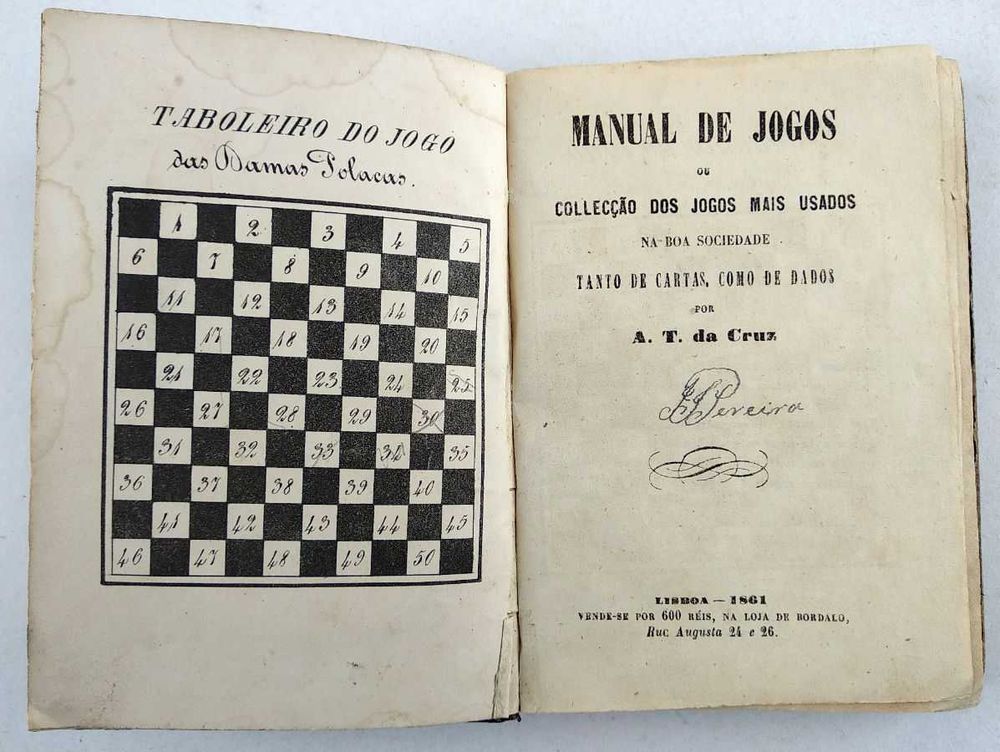 Manual de Jogos (1861) - Livro Antigo