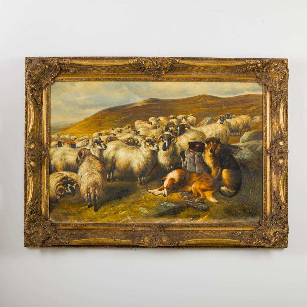 Paisagem com Rebanho de Carneiros e dois Cães