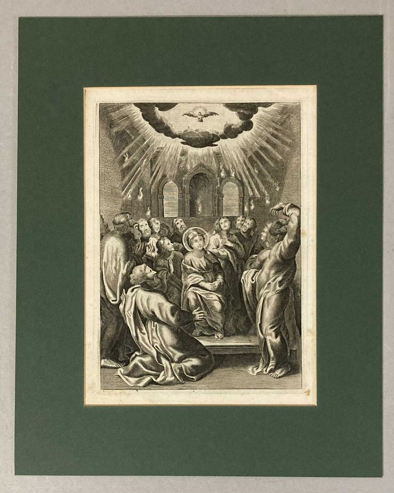 Gravura sobre papel - A Descida do Espírito Santo (séc. XVIII)